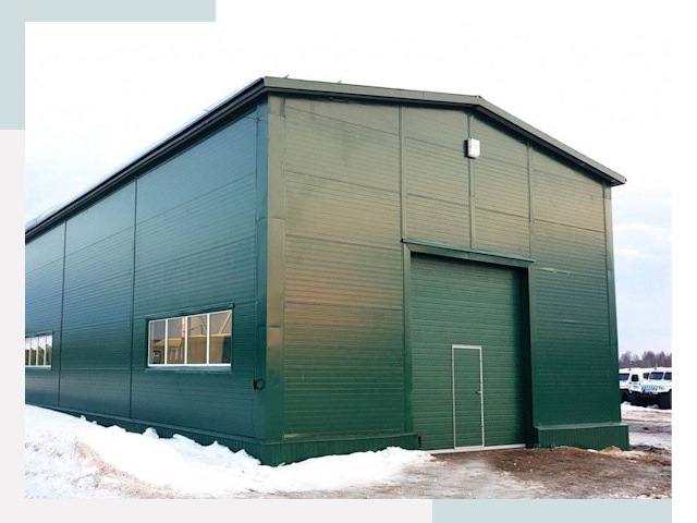 Двускатные ангары в Лесне