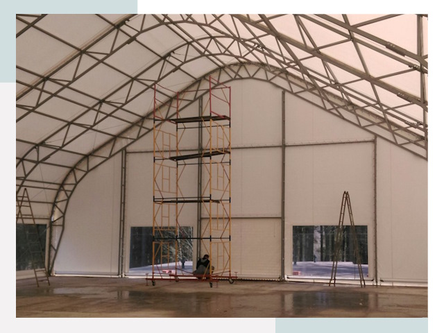 Шатровые ангары в Лесне